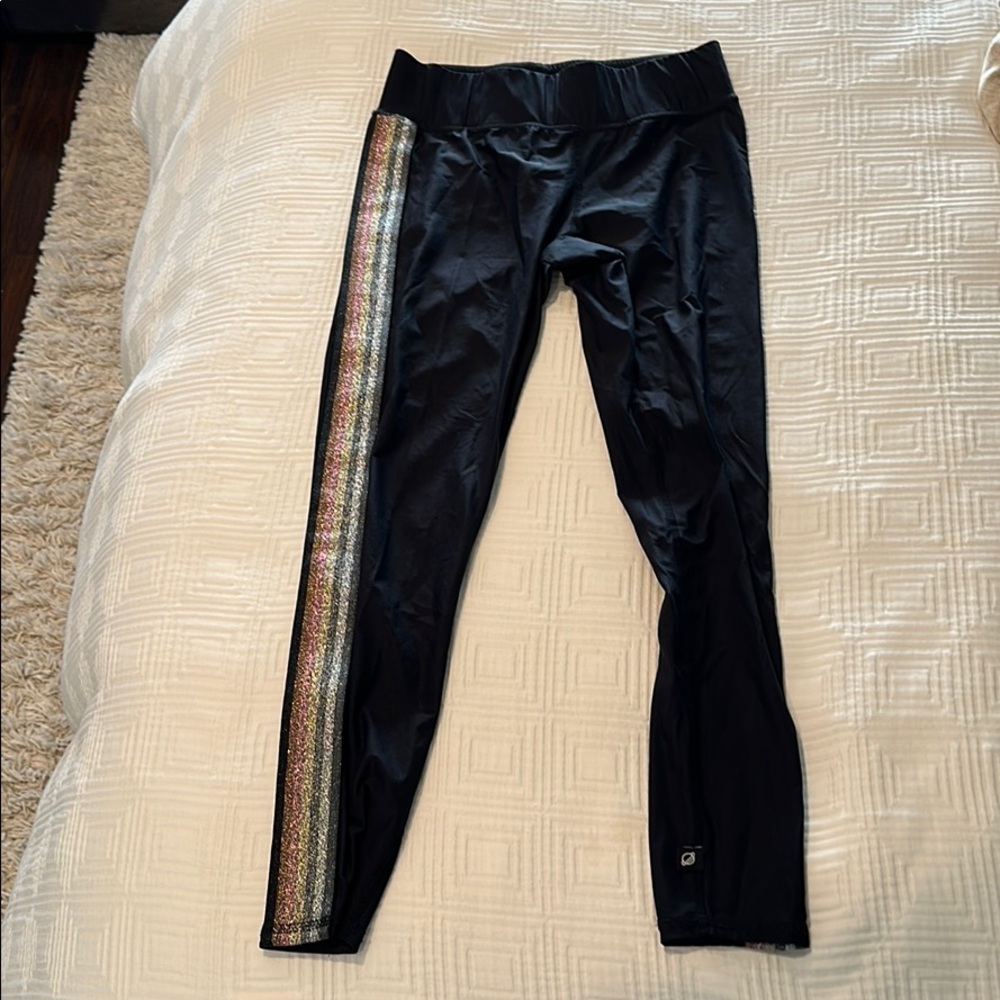 Terez sparkly rainbow stripe leggings